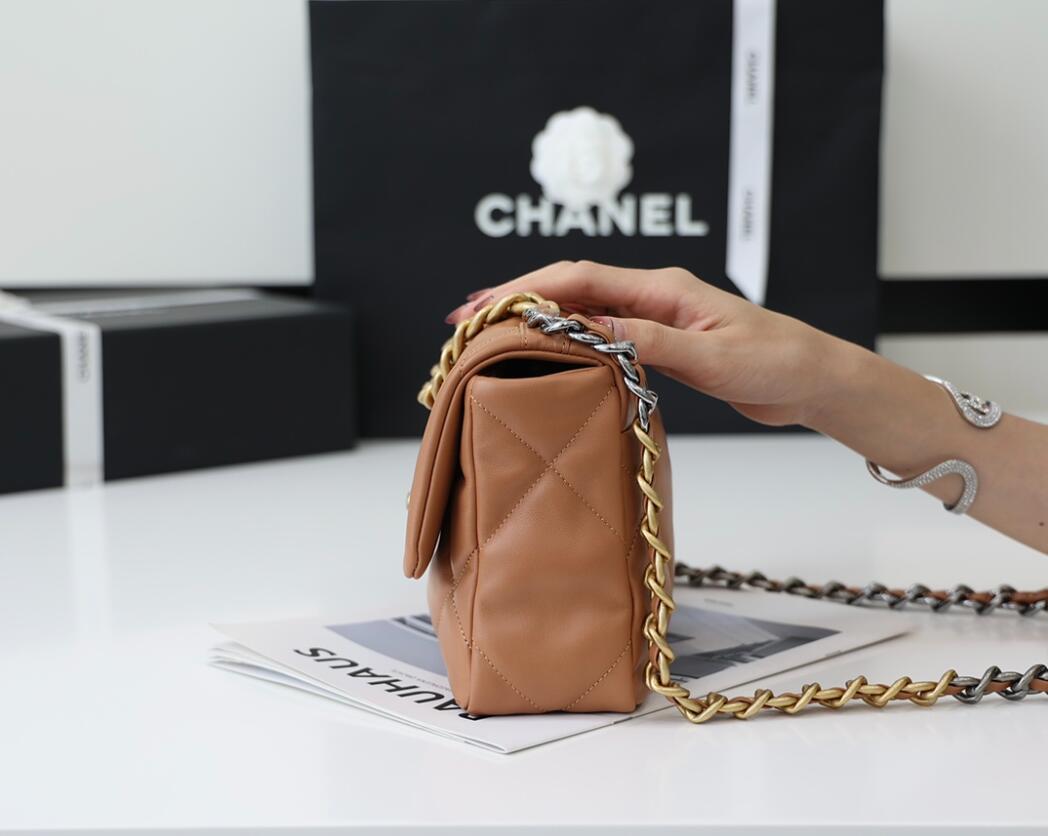 CHANEL 19 Small Flap Bag In Brown Lambskin