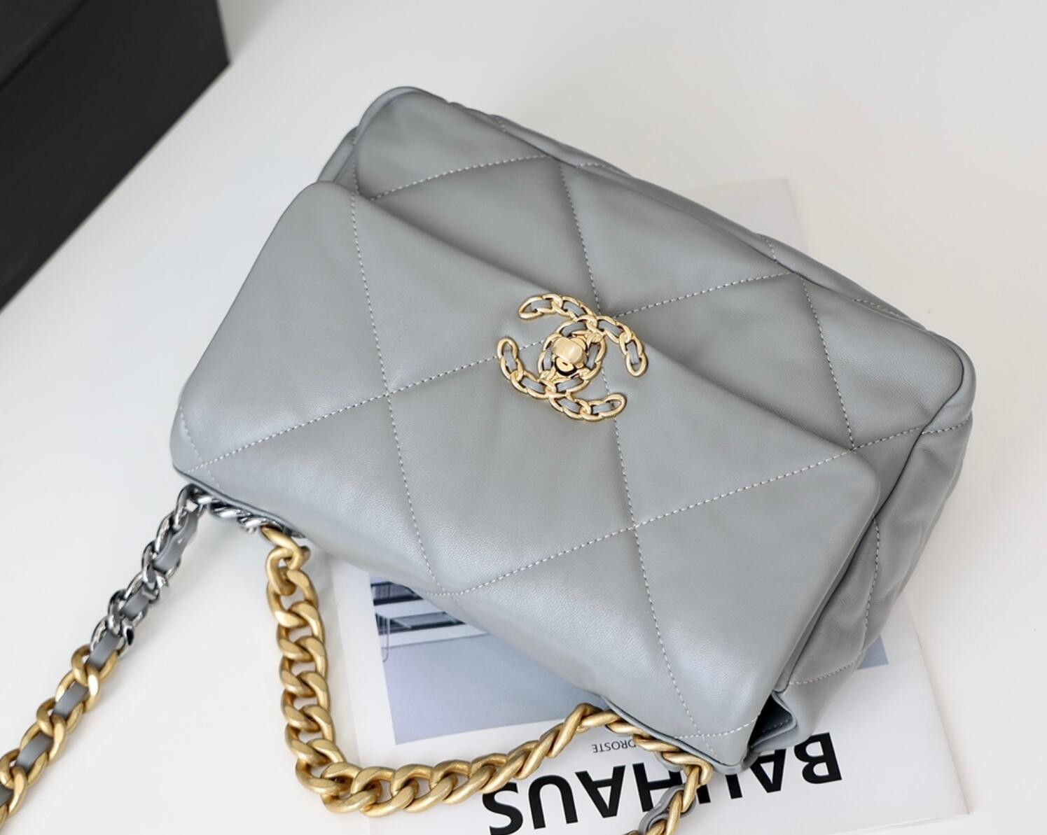 CHANEL 19 Small Flap Bag In Grey Lambskin