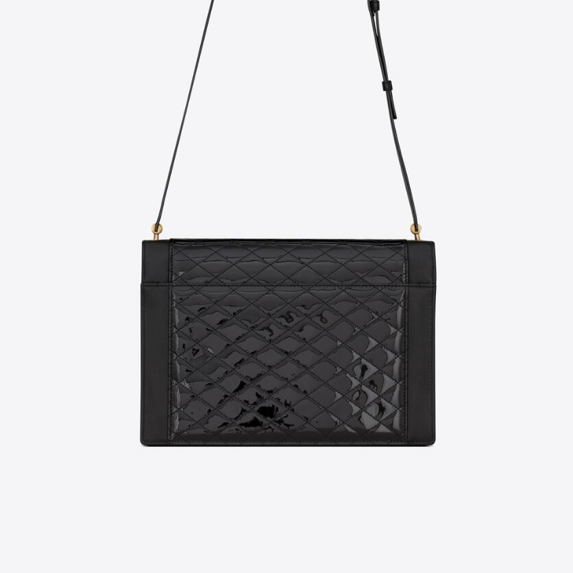 GABY SATCHEL IN QUILTED LACQUERED LEATHER AND SMOOTH LEATHER