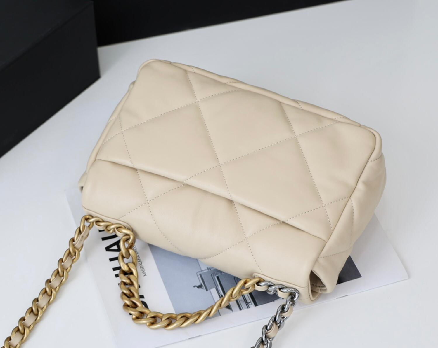 CHANEL 19 Small Flap Bag In Beige Lambskin