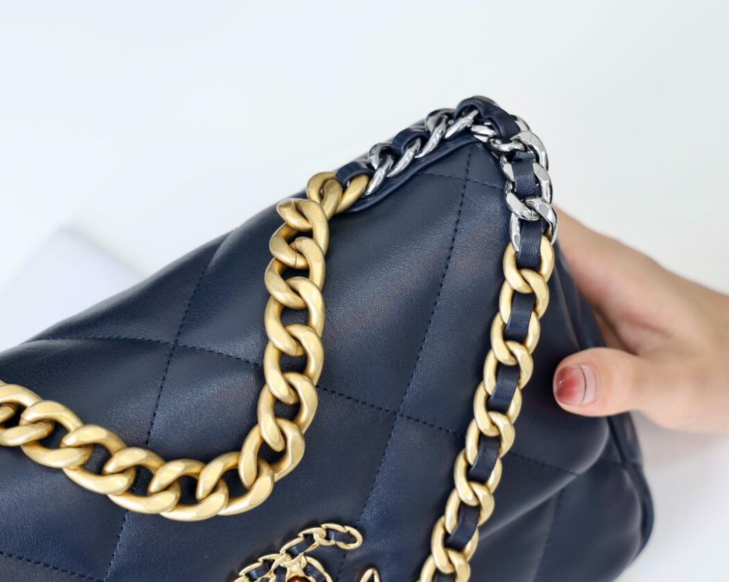 CHANEL 19 Small Flap Bag In Dark Blue Lambskin